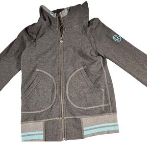 Lululemon Scuba Full Zip Hoodie Gray Teal Blue Women Size 2 Athletic Sweat